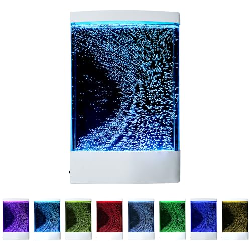 Modern Sensory Led Colorful Dancing Bubble Curved Wall Water Panel with Remote, 8 Color Light Water Bubbles Lamp Decor for Sensory Room, Classroom, Kids Room, Home
