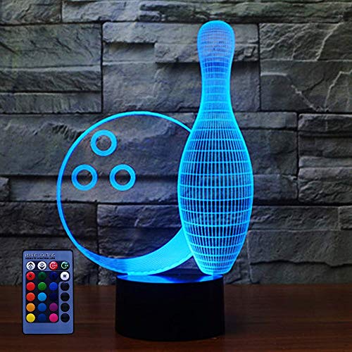 Creative Bowling Bottle 3D Night Light USB Powered Touch Switch Remote Control LED Decor Optical Illusion 3D Lamp 7/16 Colors Changing Brithday Home Room Decoration