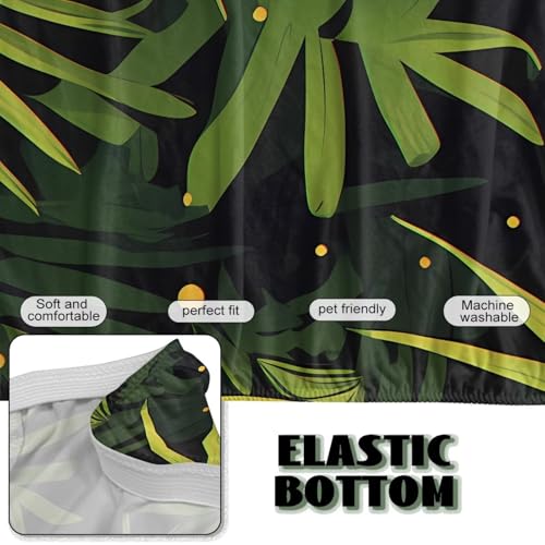 Coastal Armless Futon Cover with Elastic Bottom Tropical Palm Leaves Couch Cover for Futon Washable Sofa Bed Slipcovers Rectangle with Elastic Band Furniture Protector for Home