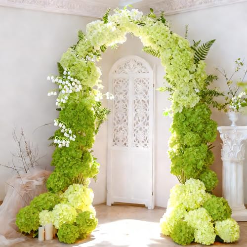 Hydrangea Artificial Flowers, 20 Pcs Green Hydrangea Artificial Flowers Bulk, Faux Hydrangea Flowers for Outdoor, Fake Silk Hydrangea Flowers with Stems for Wedding Decoration Decor