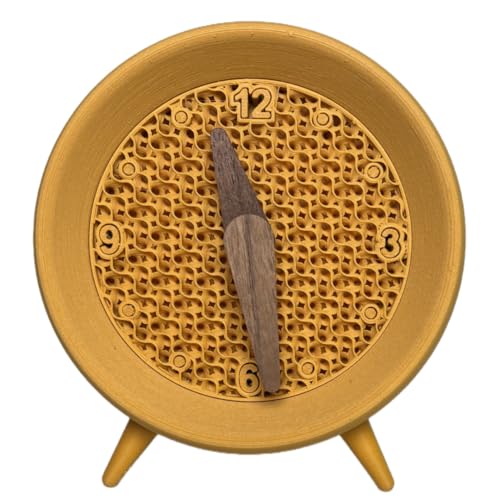 Small Analog Alarm Clock For Table Desk Shelf Bookshelf Nightstand Living Guest Room Decor Aesthetic Modern Vintage Boho Cottagecore Art Deco Cubicle Accessories Anthropologie Home (Ochre Yellow)