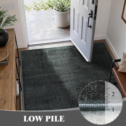 6x9 Washable Area Rug, Checkered Rug for Living Room(6x9,Black-L)