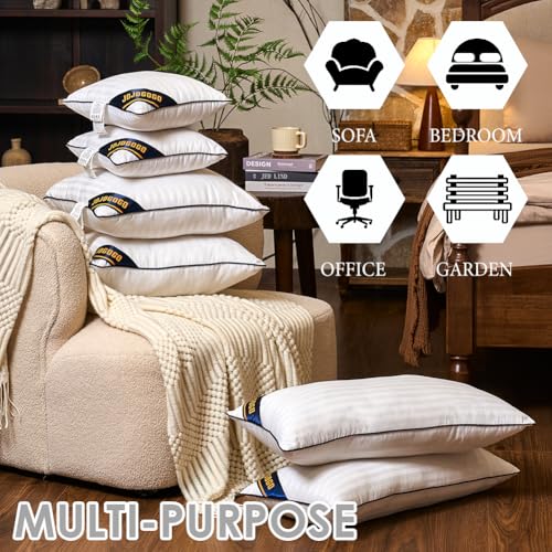 JOJOGOGO 24x24 Indoor Large Fluffy Throw Pillow Inserts Set of 2, 24 x 24 Synthetic Down Alternative Stuffing Square Pillow Inserts for Couch Bed Sofa and Living Room, Big Euro Decorative Pillows