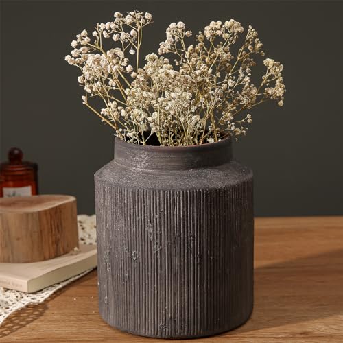 Rustic Vases for Home Decor. Ceramic Vase for Dining Table Decor. Terracotta Decorative Vase 6.1IN. ZSHLXM