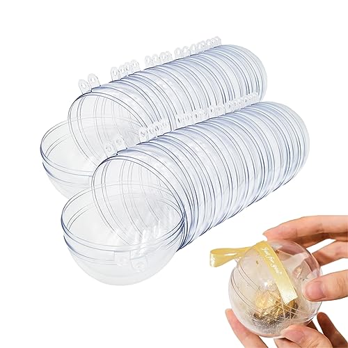 20 Clear Fillable Ornaments Balls- 80mm/3.15" Transparent Plastic Thickened Spherical Assembled Craft, for Christmas Tree Decor, and Festive Days Home Party(8cm)