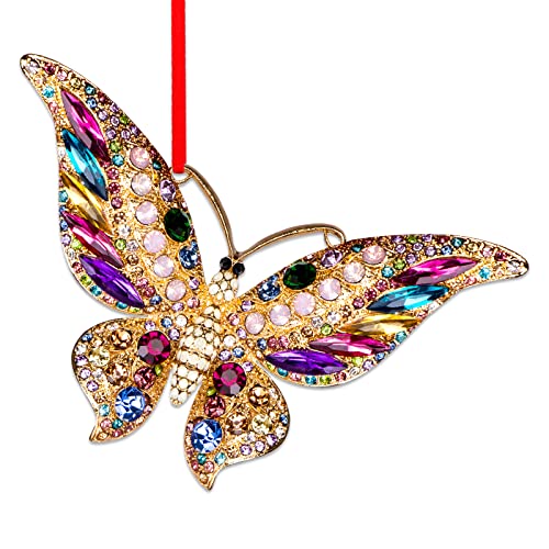 FaCraft Colorful Butterfly Christmas Ornaments - 2025 Metal Butterfly Ornaments for Christmas Tree Decorations Beautiful Butterflies Hanging Ornament Holiday Xmas Gifts for Women Sisters Girls Mom