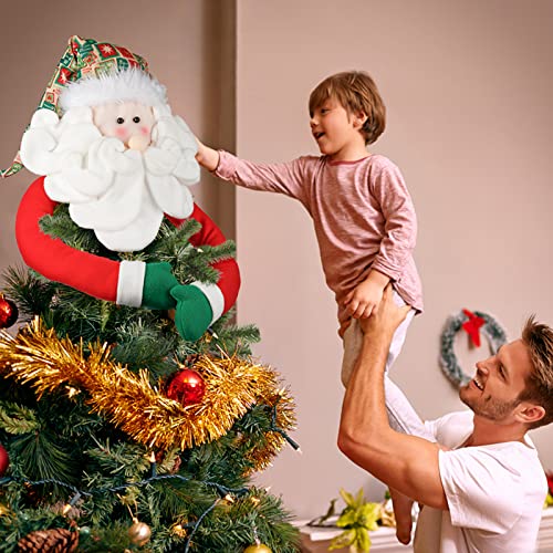 D-FantiX Santa Tree Topper, Large Christmas Tree Topper Santa Hugger Xmas Christmas Tree Decorations Party Home Decor
