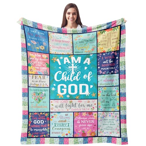 CUJUYO Christian Gifts for Women Blanket 60"x50" - Religious Catholic Baptism Confirmation Gifts for Girls - Birthday Inspirational Spiritual Present for Women - Bible Verse Flower Christian Blankets