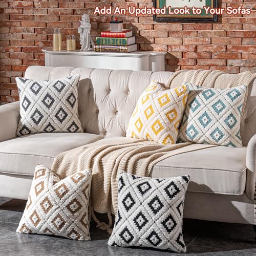 AmHoo Pack of 2 Decorative Throw Pillow Covers Rhomboid Luxury Super Soft Plush Set Case Cushion for Couch Sofa Bedroom 20 x 20-Inch Tawny Brown