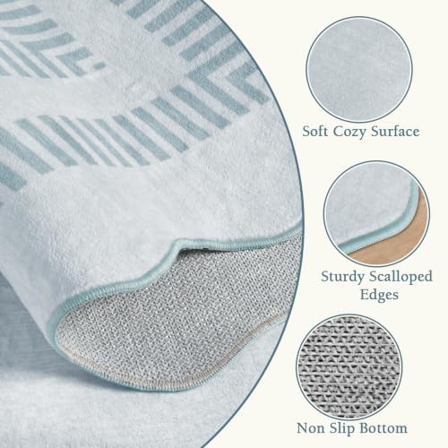 Washable Runner Rug 2.6x8 Kitchen Hallway Scalloped Rugs