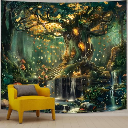 Apdidl Forest Tapestry | Nature Green Wall Decor for Bedroom, Extra Large Tree of Life Tapestries, Fairy Landscape Living Room Decor, Fantasy Mystical Magical Backdrop Wall Hanging for Dorm (51"X60")