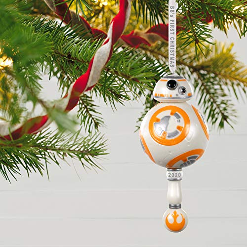 Hallmark Keepsake Ornament 2020 Year-Dated, Star Wars BB-8 Baby's First Christmas, Porcelain with Rattle