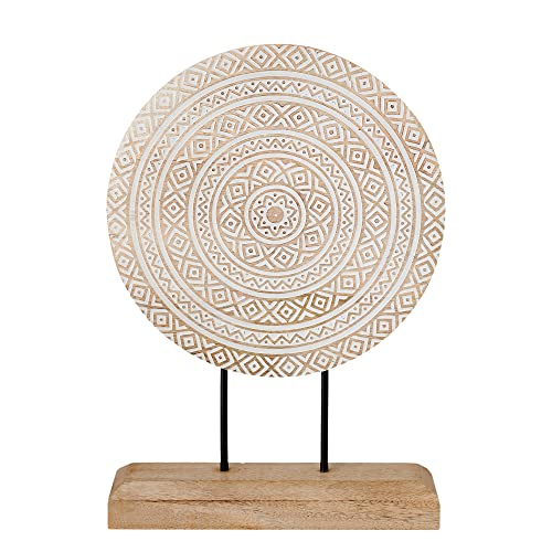 Housewarming Gifts Farmhouse Table Sculpture Home Decor Statue Mandala Carved for Modern Home 10" x 14", Living Room, Fireplace Mantel Shelf, Table and Entryway Decor Stand (Design 1)