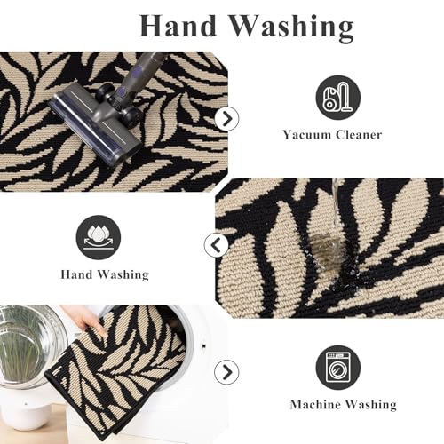 Indoor Door Mat 3x5ft, Absorbent Muddy Mats for Dogs, Low-Profile Entrance Large Welcome Mat with Non-Slip Rubber Backing, Washable Runner Carpet for Hallway,Entryway,Kitchen(Black)