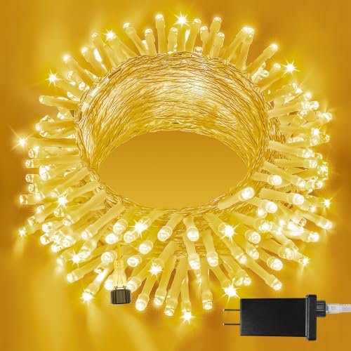 Ollny 120LED 40FT String Lights, Waterproof Connectable Fairy Lights with Timer 8 Modes, Warm White Plug in Indoor Light for Bedroom Classroom Outdoor Wedding Christmas Party Decorations