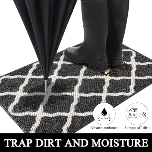 SHACOS Indoor Washable Runner Rug 20"x59" Non Slip Rubber Backing Entryway Rug Runner Long Door Mats Floor Carpet Runners for Home Garage Kitchen Laundry, Black