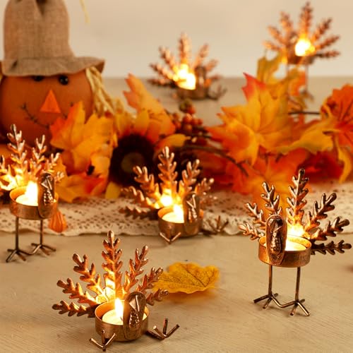 Metal Turkey Tea Light Candle Holders, Thanksgiving Candle Holder, Turkey Candle Holder, Metal Candle Holder, Thanksgiving Home Table Decoration (12)