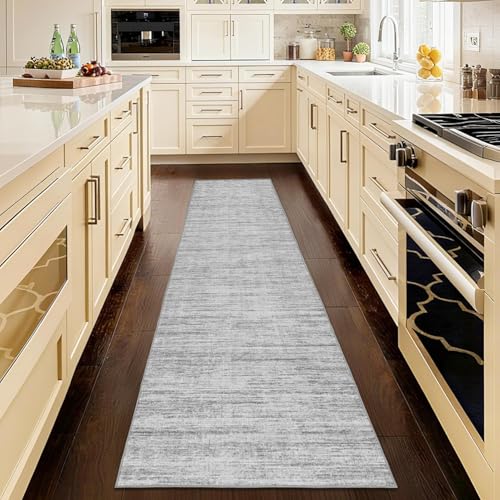 Runners for Hallways 2x8 Kitchen Runner Rugs,Modern Abstract Rug Runners for Entryway,Stain Resistant Washable Runner Rug Non-Slip 8ft Carpet Rug for Bedroom Living Laundry Room(Grey,2'x8')