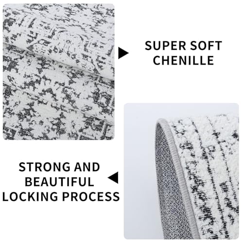 Vintage Runner Rug Non Slip for Hallway Bathroom Kitchen 3x8 ft, Ultra Soft Boho Carpet Runner with Low Pile Design Machine Washable Runner Rugs for Entryway Laundry Living Room (Black)