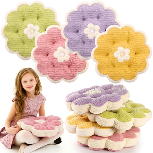 Reginary 4 Pcs Flower Pillow Flowers Shaped Throw Pillows 15.7" Cute Flower Seating Cushion Home Decorative Pillows for Sofa Couch Bed Back to School First Day of School Decor(Petals)