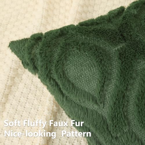 decorUhome Faux Fur Plush Forest Elf Throw Pillow Covers 20x20 Set of 2