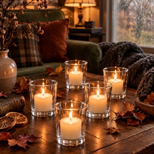 Letine 24-Pack Votive Candle Holders, Clear Glass Tea Light Holders Bulk