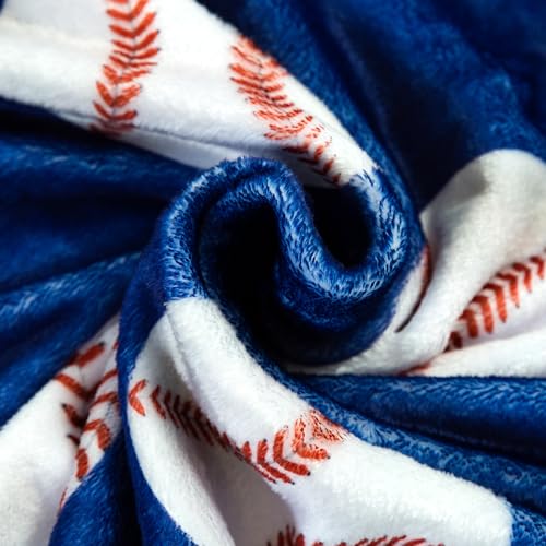 Sviuse Baseball Blanket Blue Soft Blanket for Boys Teenagers Men Twin Size | Baseball Lover Gifts, Baseball Blanket for Adults Teens Kids, Sport Theme, All Season Use, Couch, Bed & Sofa, Home Decor