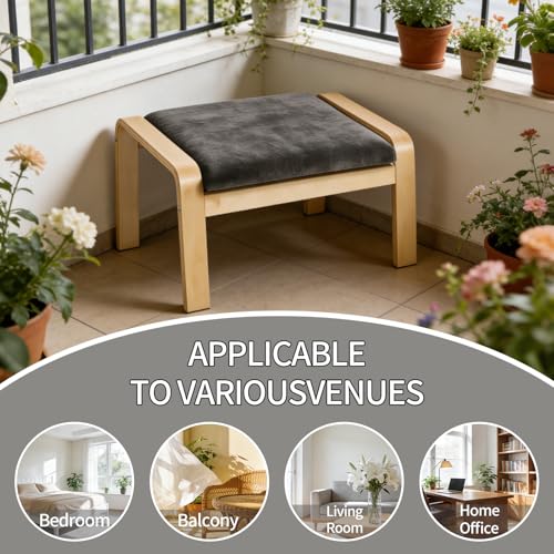Poang Ottoman Cushion Cover,Armchair Replacement Covers Fits Poang Footstool,Covers Only,Cushion Not Included (Grey)