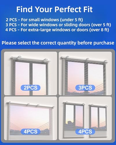 Over-Blinds Curtain Rod Brackets for Outside-Mounted Blinds, Blinds Curtain Rod Brackets for 1.3–2” Rectangular Headrails, Tool-Free No-Drill Installation for Apartments, Rentals Set of 2 (Black)