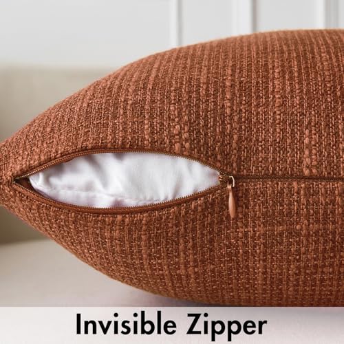 MIULEE Burlap Linen Throw Pillow Covers 20x20 Inch Set of 2 Fall Rust