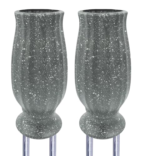 2PCS Cemetery Vases for Grave-Durable Plastic Grave Vases Flower Holder with Metal Spikes Bow Decor for Cemetery Headstones, Outdoor Grave Decorations for Memorial Gifts for Loss of Loved One - Grey