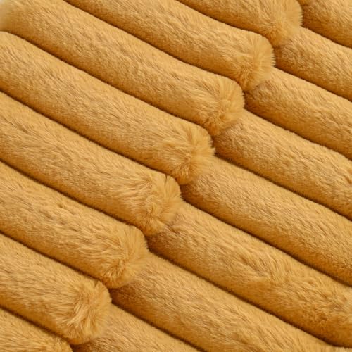 Volcanics Set of 1 Double-Sided Faux Fur Mustard Yellow Pillow Covers 18x18