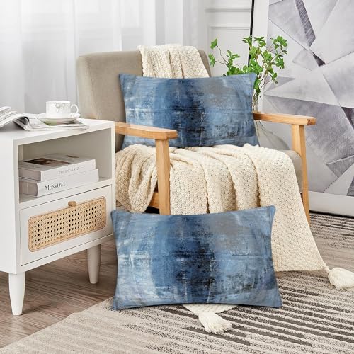 Throw Pillow Covers for Couch, 20x12 Inch, Set of 2, Grey Blue
