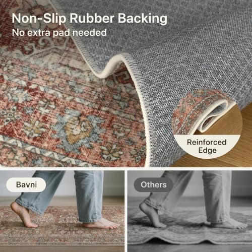 2x7 Runner Rug, Non Slip Washable for Hallway, Brick