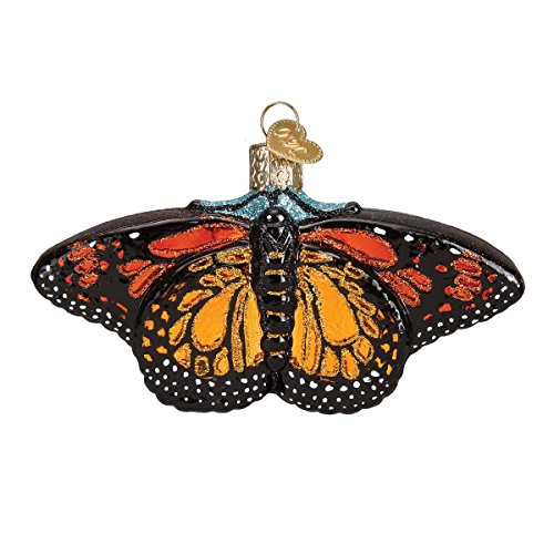 Old World Christmas Monarch Butterfly Glass Blown Ornament for Christmas Tree, Handcrafted Holiday Decoration, Insect Collection