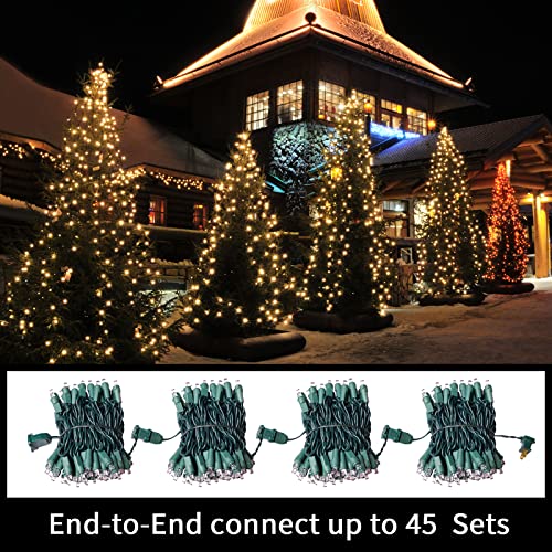 LAMPHOME 100 LED Warm White String Lights - 21.6FT LED Christmas Light, Mini led Extendable Green Wire Waterproof Indoor Outdoor Fairy String Lights for Xmas Tree Holiday Home Party Garden