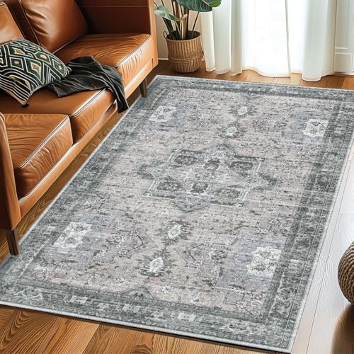 Muddy Mat® Blue Bell 2x3 Washable Area Rugs for Living Room, Bedroom & Dining Room – Modern Soft Low Pile Non Slip Carpet – Pet Friendly Waterproof Foldable Rugs for Home