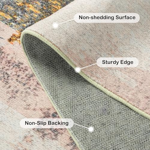 Washable Area Rug 6x9, Non-Slip Low Pile Abstract Multicolor