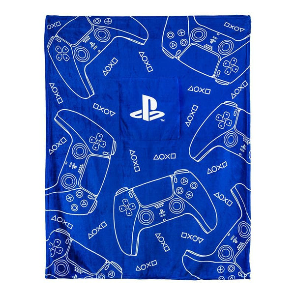 Paladone PlayStation 2-in-1 Cushion Blanket - Officially Licensed Travel Blanket, Foldable Soft Fluffy Throw, Compact Design for Gaming Room or Bedroom Decor