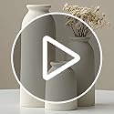 Ceramic Vase Set-3, Small Flower Vases for Decor, Modern Boho Farmhouse Style, Decorative Vases for Pampas Grass & Dried Flowers, Distressed Finish (Beige)