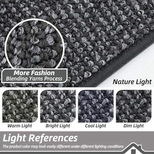 BEQHAUSE Kitchen Rugs 24"x36", Kitchen Mats for Floor Non-Slip, Charcoal