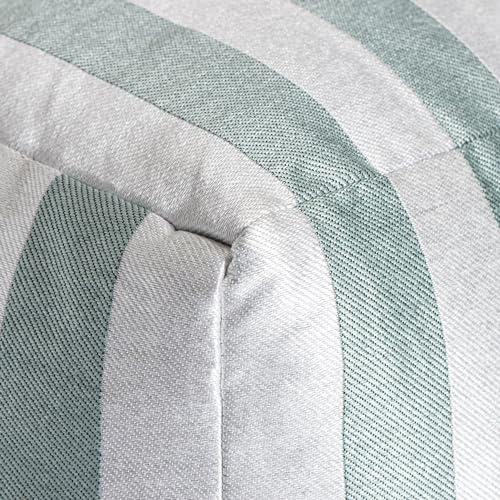 Anji Mountain 100% Handmade & Handcrafted Comfortable Home Décor Outdoor Pouf Ottoman Footrest for Living Room, Bedroom, Nursery, Kidsroom, Patio Furniture - (18" x 18" x 18"- Teal-Ivory)