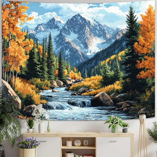 kampdream Landscape Tapestry, Scenery Art Wall Tapestries, Nature Wall Decor for Bedroom Living Room Backdrop Colorado Peak Mountain Art 36×48 inches