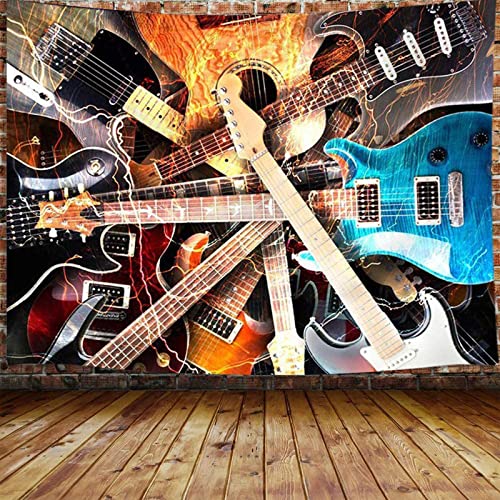 DYNH Music Tapestry, Guitar Musical Tapestry Wall Hanging for Bedroom, Instrument Rock Style Lover Tapestry Home Decor (60" W X 40" H)