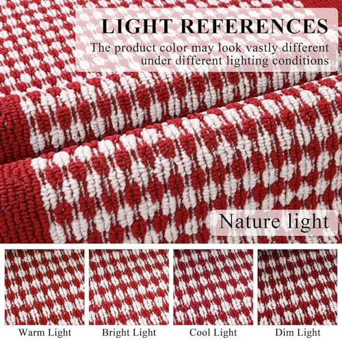 Hallway Runner Rug 2x10ft Red Kitchen Floor Mat Modern Geometric Non Slip Throw Rugs Busy Traffic Extended Indoor Doormat Machine Washable Accent Carpet forBedroom Living Room Valentine's Day