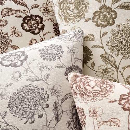 Botanical Throw Pillow Covers Set of 2, 18x18 Inch Grey