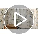 MYSKY HOME Floral Linen Curtains 84 Inch Long Set of 2 for Living/Dining Room Semi Sheer Light Filtering Farmhouse Flower Patterned Back Tab Drapes, Yellow and Blue, W50 Each Panel