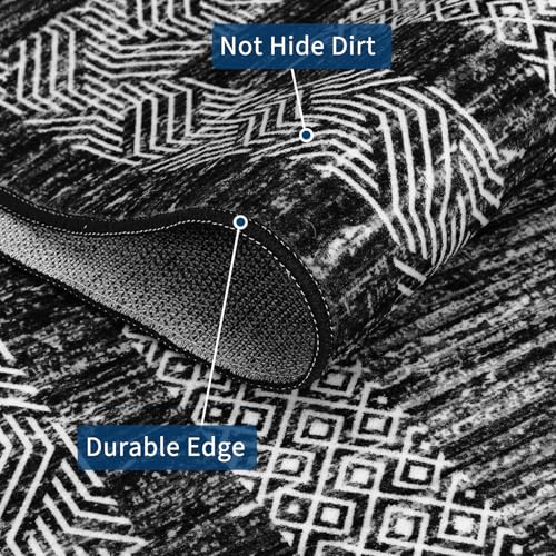 GarveeHome 2x6 Modern Bordered Runner Rug Non Slip Washable Floor Carpet