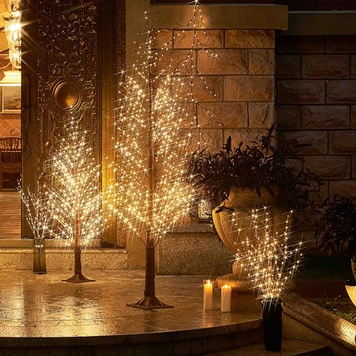 LITBLOOM Lighted Brown Willow Branches 200 Fairy Lights 32IN Plug in with Timer and Dimmer, Tree Branch with Lights for Home Holiday Christmas Decoration