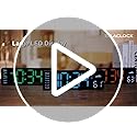 Digital Wall Clock, Digital Clock Large Display with Remote Control, Corded LED Alarm Clocks with Date, Week, Temp, Humidity, Auto DST, Countdown, for Living Room Bedroom Classroom Office (Blue)